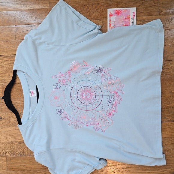 ELECTRIC PINK BRAND WOMENS BLUE ZODIAC SIGNS CROP TOP TEE-SHIRT SIZE XL - Picture 8 of 16